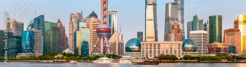 Photography Shanghai, China city skyline on the Huangpu River.