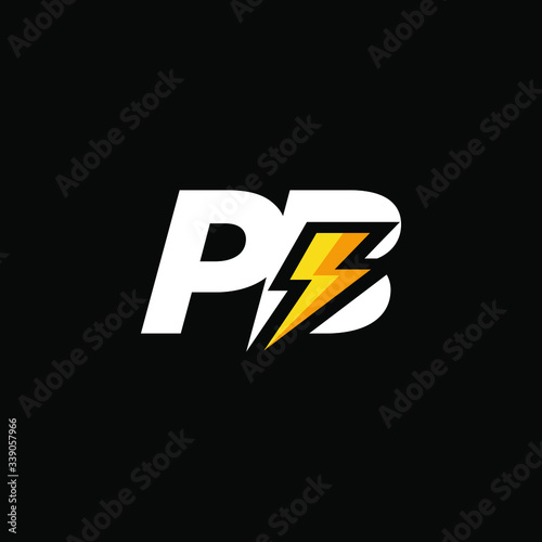 Initial Letter PB with Lightning	