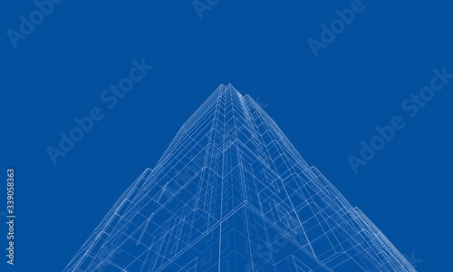 Vector wire-frame model of a multi-storey building