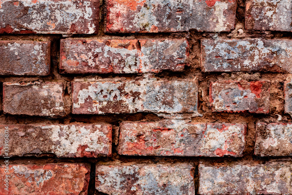 Texture of a brick wall with cracks and scratches which can be used as a background Texture of a brick wall with cracks and scratches which can be used as a background