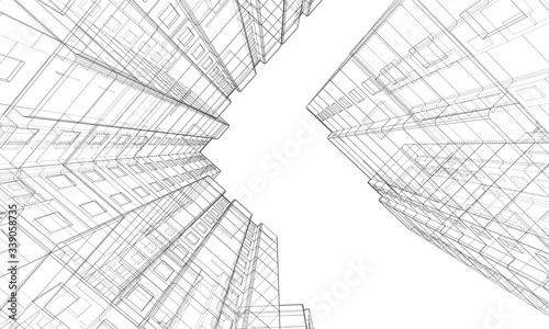 Vector wire-frame model of a multi-storey building