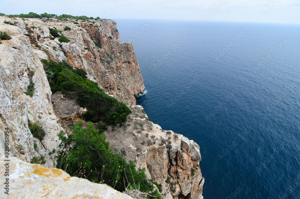 cliffs on Formentera island,  Spain, Europe