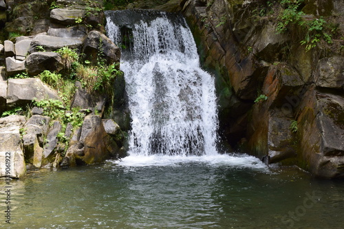 waterfall and lake