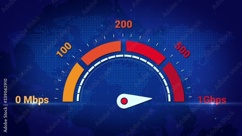 Test speed internet animated infographic concept, Use of internet technology in modern times, Online download speed and technological development.