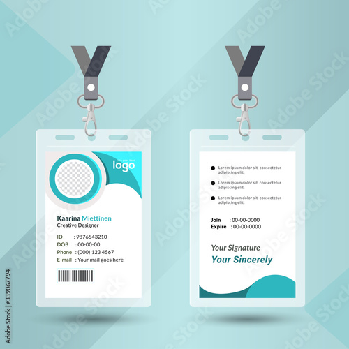 Creative ID Card Design Template. Identity badge With Photo Placeholder.