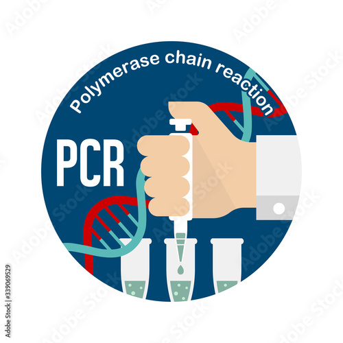 PCR (Polymerase chain reaction) test circle banner illustration / Novel coronavirus