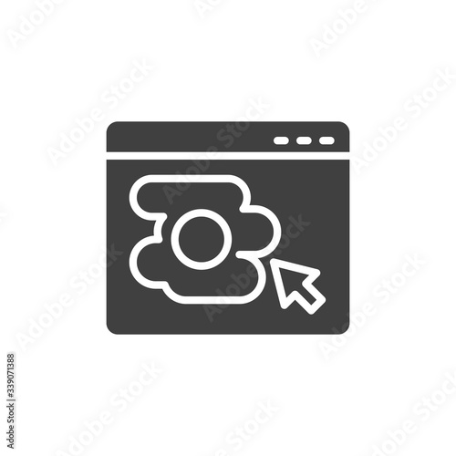 Online omelette ordering vector icon. Breakfast delivery service filled flat sign for mobile concept and web design. Website page with omelette glyph icon. Symbol, logo illustration. Vector graphics