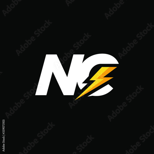 Free Download Initial Letter NC with Lightning - GFXLoad