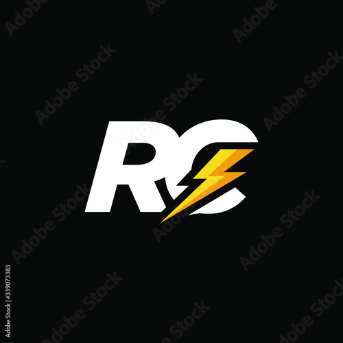 Initial Letter RC with Lightning