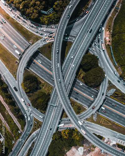 Aerial perspective view of busiest roundabout somewhere in Malaysia. This roundabout received thousand of vehicles everyday.