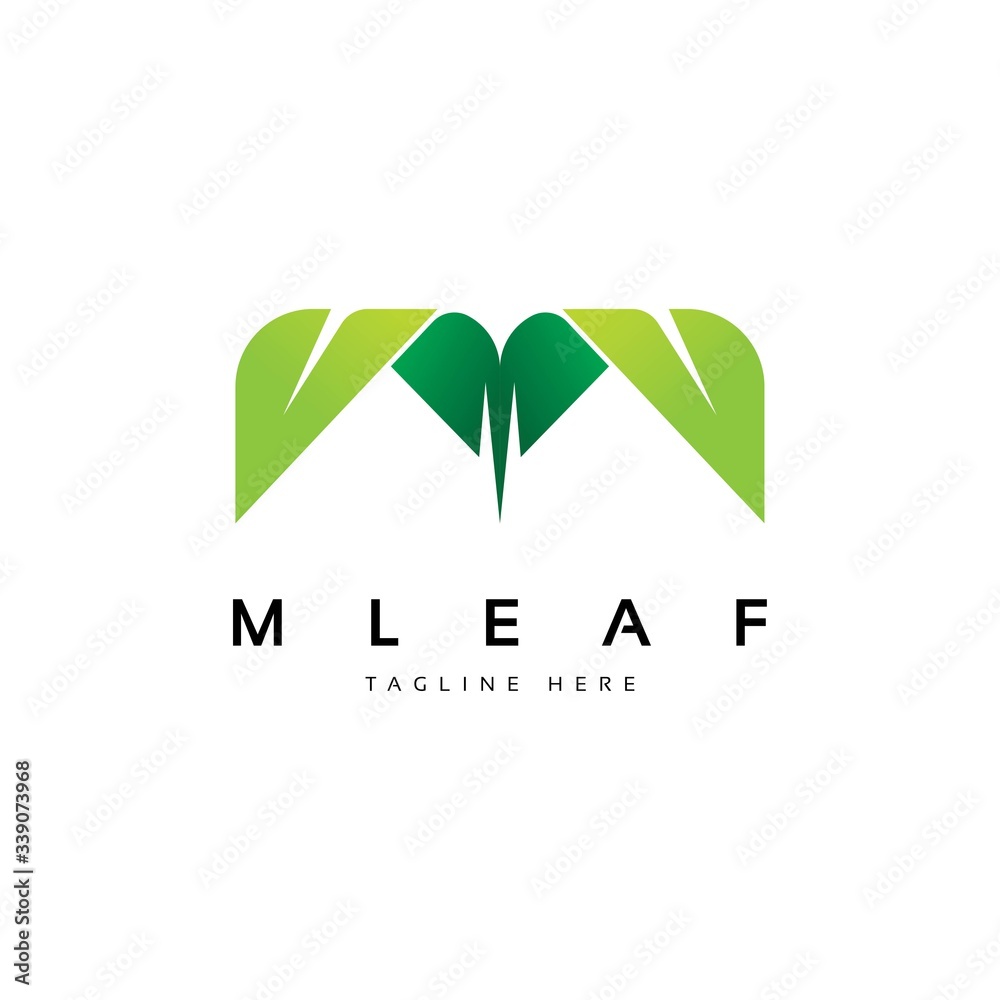 Letter M with leaf shape logo design inspiration vector template ...
