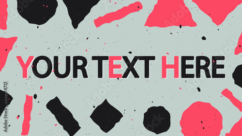 Underground abstract background with copy space. Geometric shapes with jagged curved edges. Red corral and black colors. Horizontal 16x9 wallpaper for banners, magazine articles, blog posts, sites. St