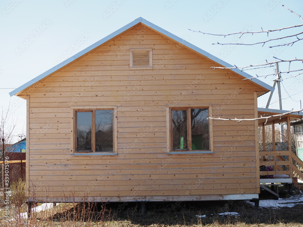 A new garden house being built with wood, A new garden house being built with wood,