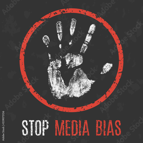 Vector. Social problems of humanity. Stop  media bias.