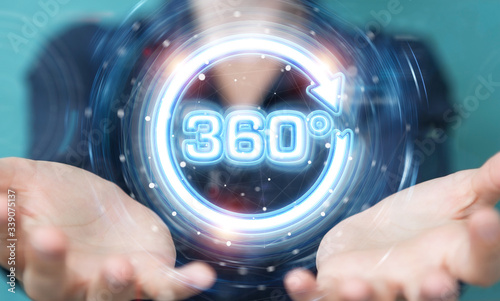 Wallpaper Mural Woman using 360 degree virtual reality neon interface 3D rendering Torontodigital.ca