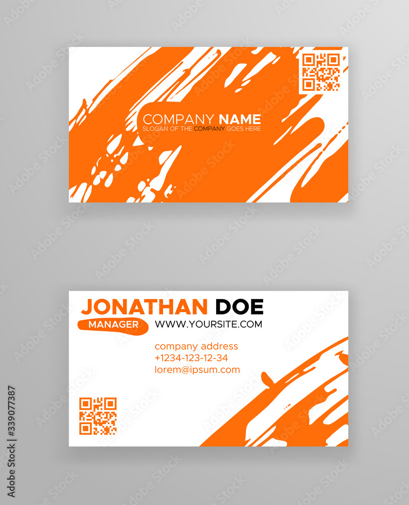 Fototapeta premium Creative business card templates with minimalistic design. Abstract ink brush strokes.