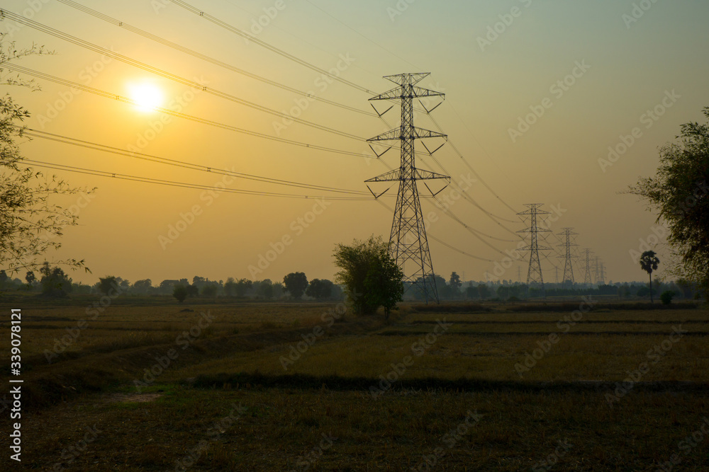 Fototapeta premium Saturday, high voltage in the evening in the summer