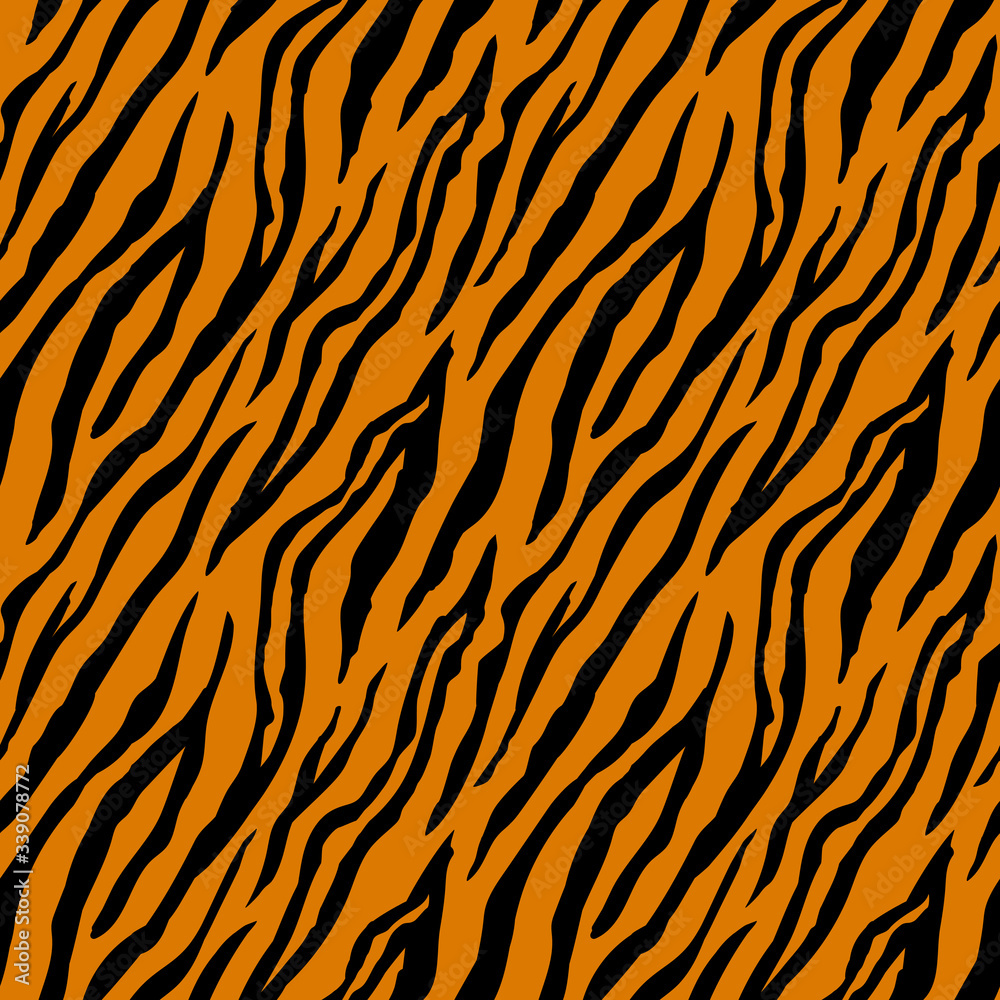 Seamless pattern with tiger stripes. Animal print. Stock Vector | Adobe ...