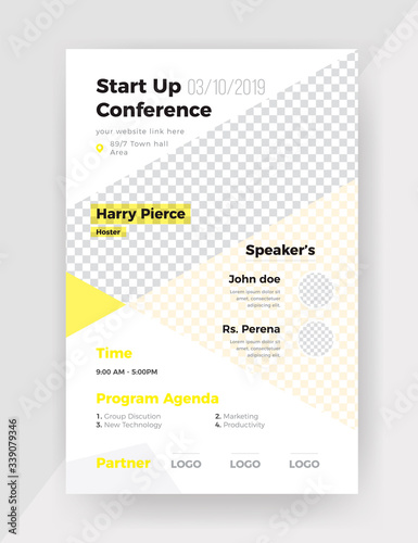 Unique Style & Creative shape Based business conference Flyer Design Template.