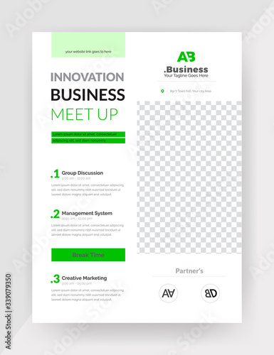 Unique Style & Creative shape Based business conference Flyer Design Template.