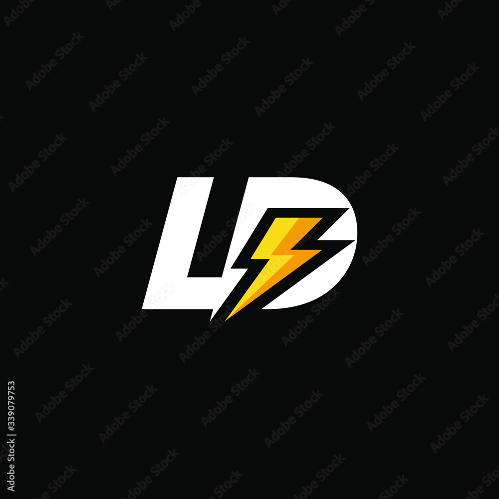 Initial Letter LD with Lightning Initial Letter LD with Lightning