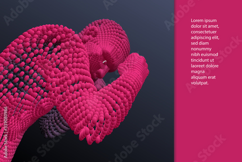 Boxer. Fighting man. Sport symbol. Vector illustration composed of particles.