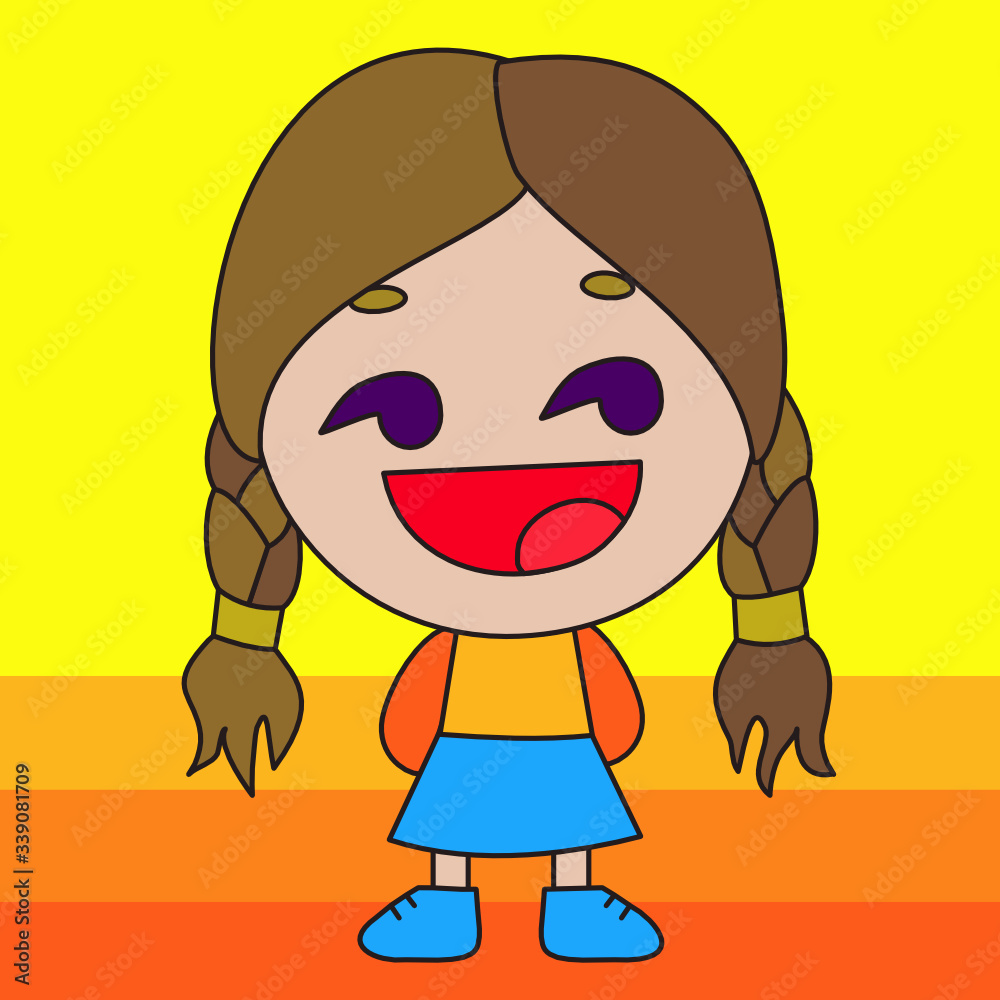 satisfied girl looking sideways that just saw something awesome & now has a happy smiling face with facial expression of awesomeness, simple colored emoticon, primitive vector art satisfied girl looking sideways that just saw something awesome & now has a happy smiling face with facial expression of awesomeness, simple colored emoticon, primitive vector art