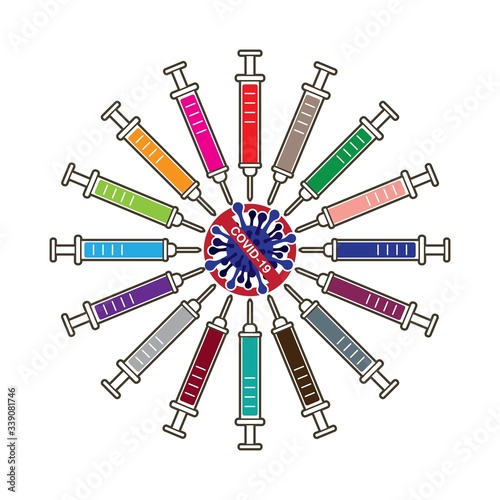 Corona virus 2019 Vaccine protection cartoon graphic vector.