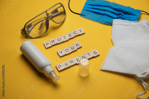 safety first concept with personal protection for workers on bright background photo