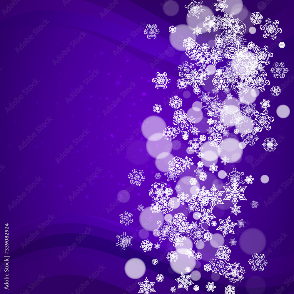 Christmas and New Year ultra violet snowflakes