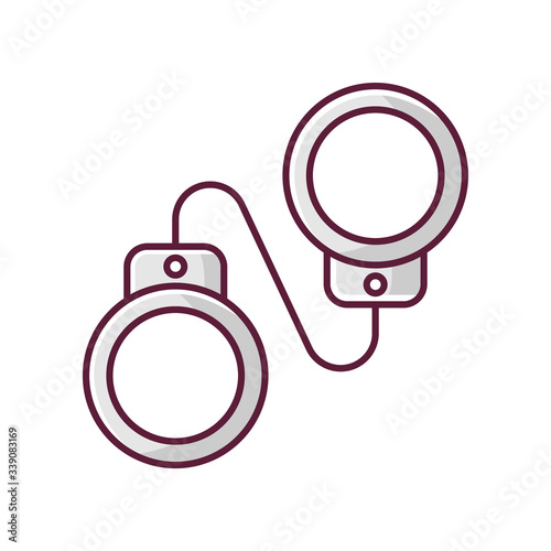 Criminal drama gray RGB color icon. Popular movie genre, common cinema category. Detective mystery, legal crime investigation. Handcuffs isolated vector illustration