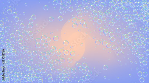 Bathtub foam. Detergent soap bubble and suds for bath. Shampoo.