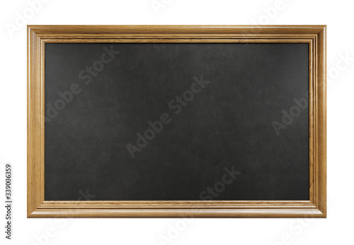 Wooden chalkboard frame isolated on a white background. Clipping path included.