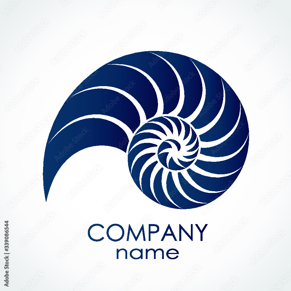 blue color snail shell spiral shape logo blue color snail shell spiral shape logo