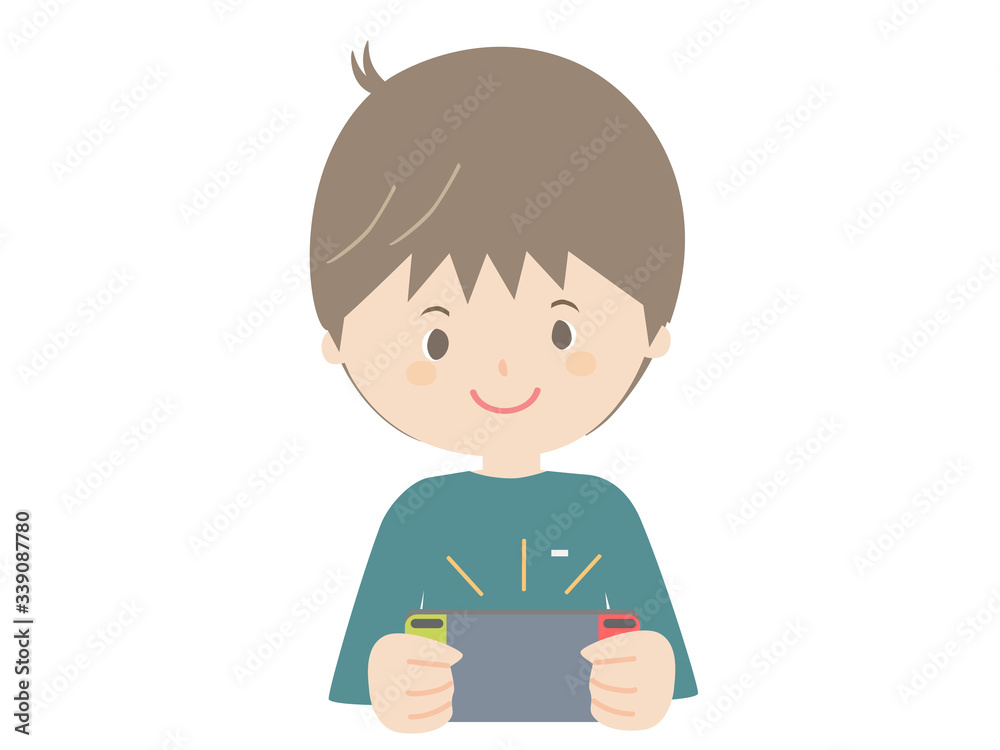 Men playing on a portable game console. Men playing on a portable game console.