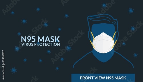 N95 Mask Virus Protection Front View Human Vector Illustration
