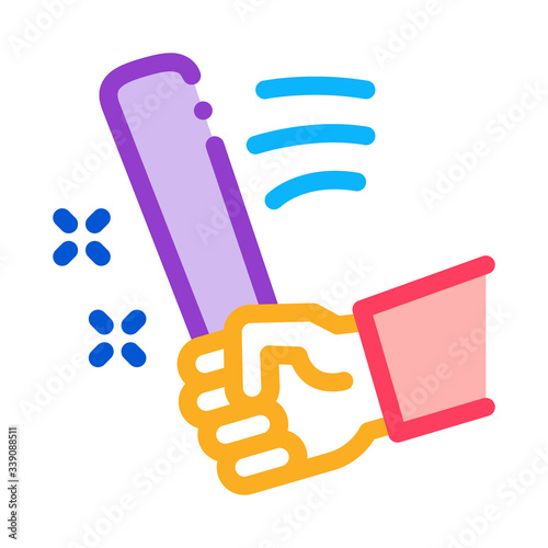 man hand with bat icon vector. man hand with bat sign. color symbol illustration
