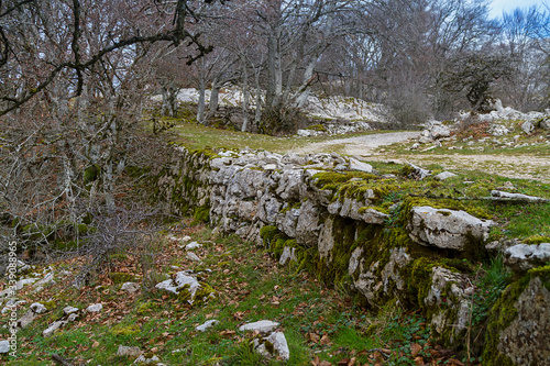 A Roman road in Lizarraga port in Navarra, Spain photo