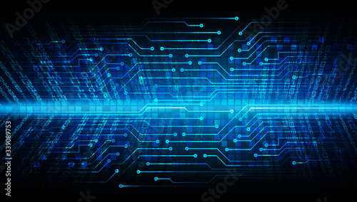 Blue cyber circuit future technology concept background