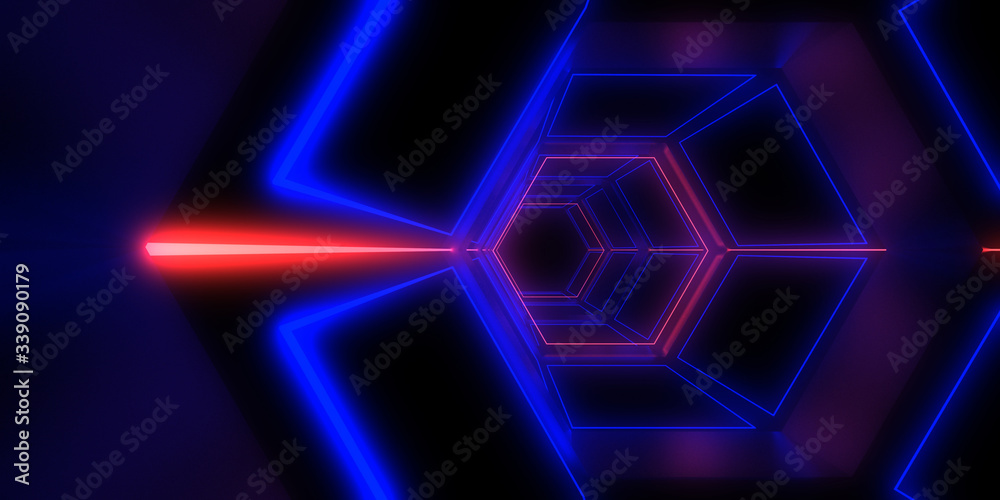 3D abstract background with neon lights. neon tunnel .space construction . 3d illustration 3D abstract background with neon lights. neon tunnel .space construction . 3d illustration