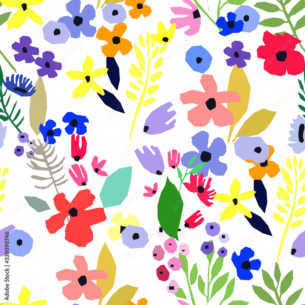 Seamless pattern. Vector floral design with wildflowers. Romantic background Seamless pattern. Vector floral design with wildflowers. Romantic background