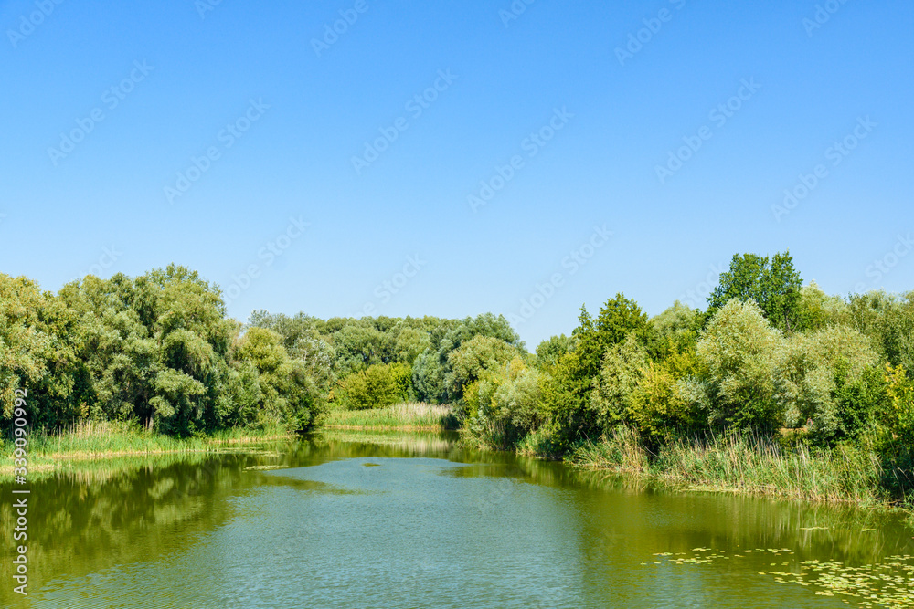 River Khorol in a Myrhorod, Ukraine. Summer landscape