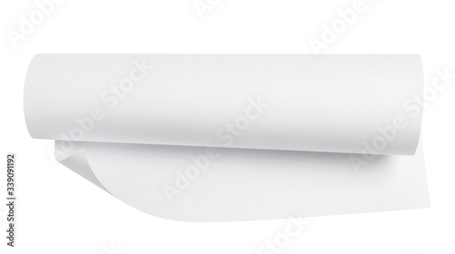 Roll of white paper, isolated on white background