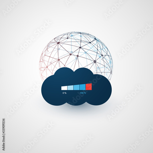 Cloud Computing Technology Design Concept - Overloaded Digital Network Connections, Near Exhausting Servers - Global Digital Internet Services at Full Capacity