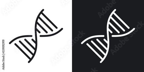 DNA, gene or genome icon. Simple two-tone vector illustration on black and white background