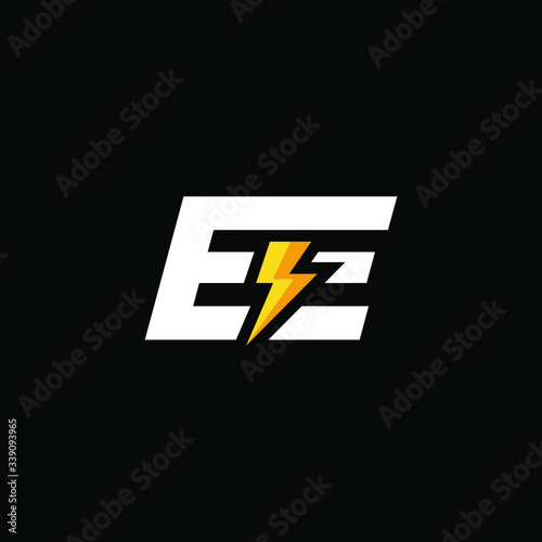Initial Letter EE with Lightning
