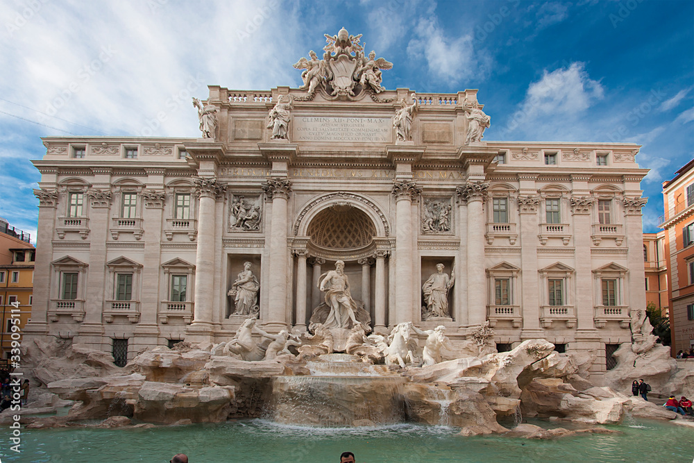 Rome Italy landscape. A view of the Fontana di Trevi