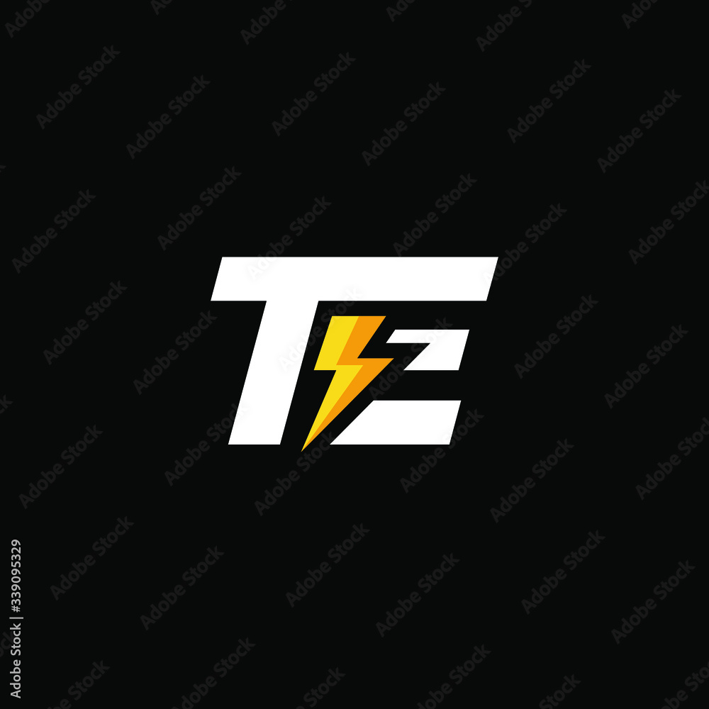 Initial Letter TE with Lightning Initial Letter TE with Lightning