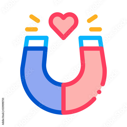 magnet attracting love icon vector. magnet attracting love sign. color symbol illustration