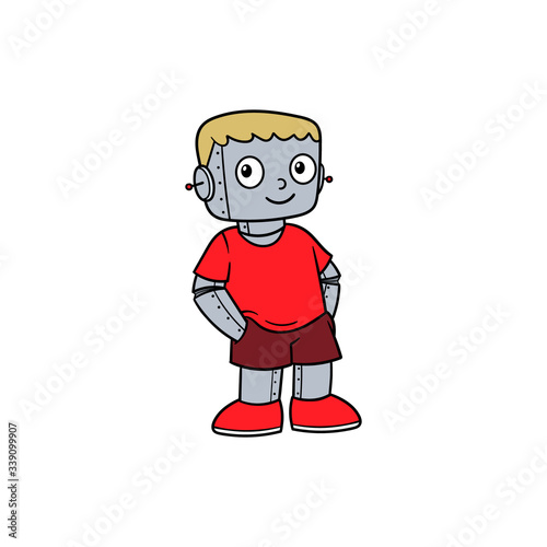 Vector Robot Boy Cartoon Character Illustration